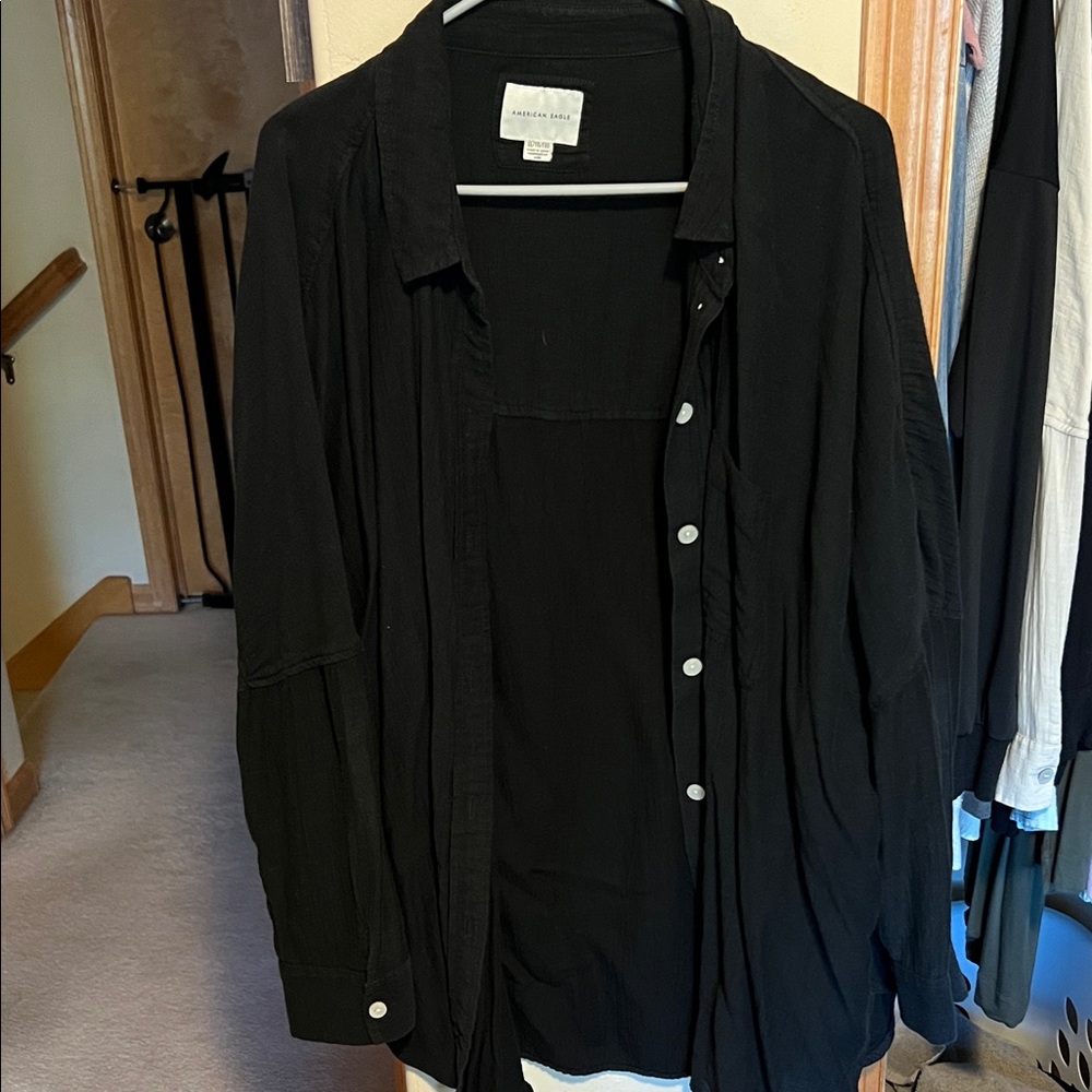 Black Casual Button Down Shirt